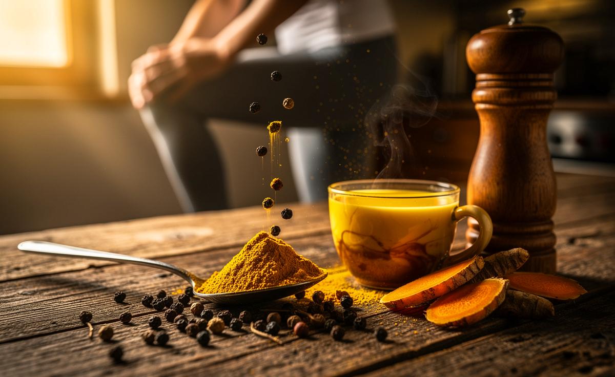 Laut Ernährungsexperten fördert ein halber Teelöffel Kurkuma mit Pfeffer die Gelenkbeweglichkeit natürlich.