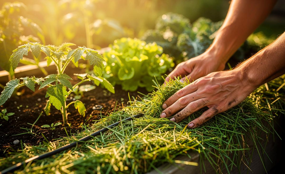 Laut Gärtnern sorgt natürlicher Mulch aus Grasschnitt für gesündere Gemüsebeete.
