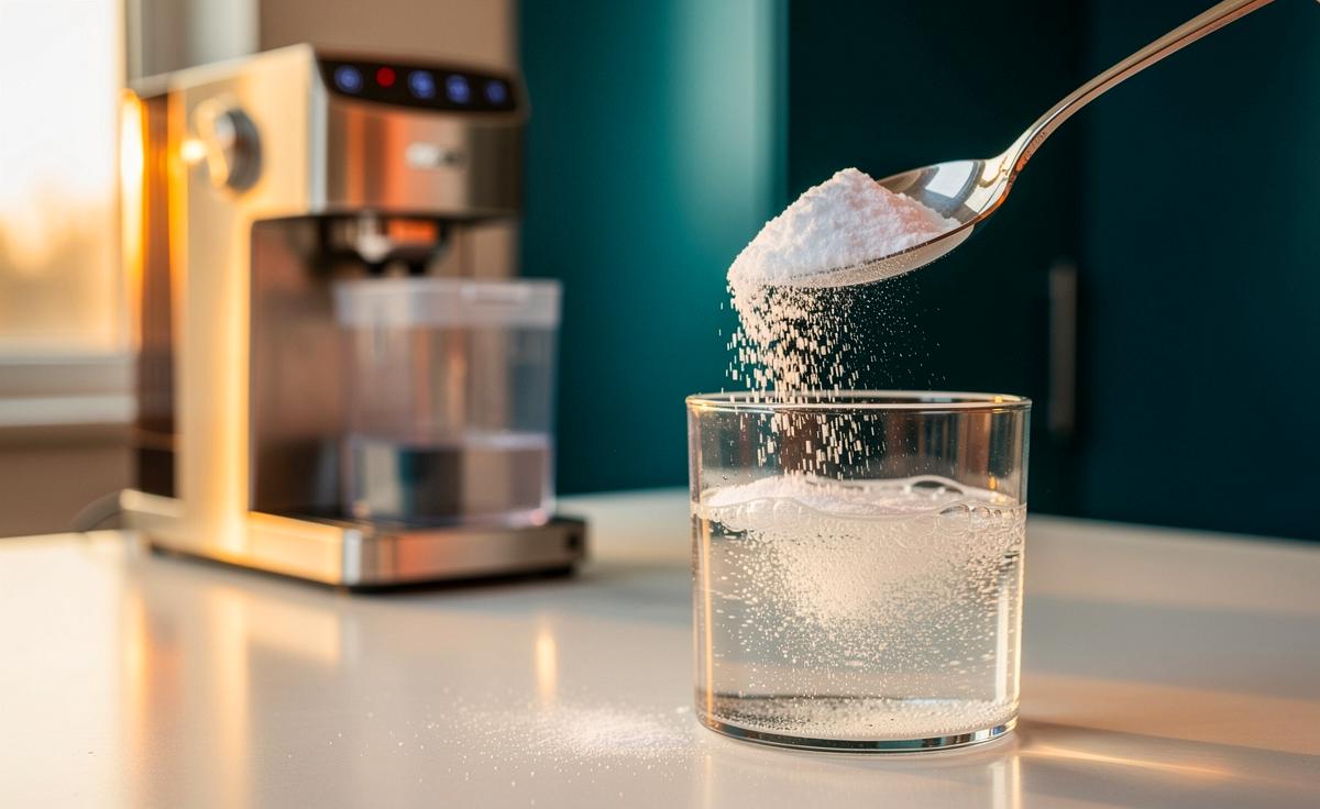 Nur ein Löffel: Dieses Küchenmittel reinigt die Kaffeemaschine schnell.