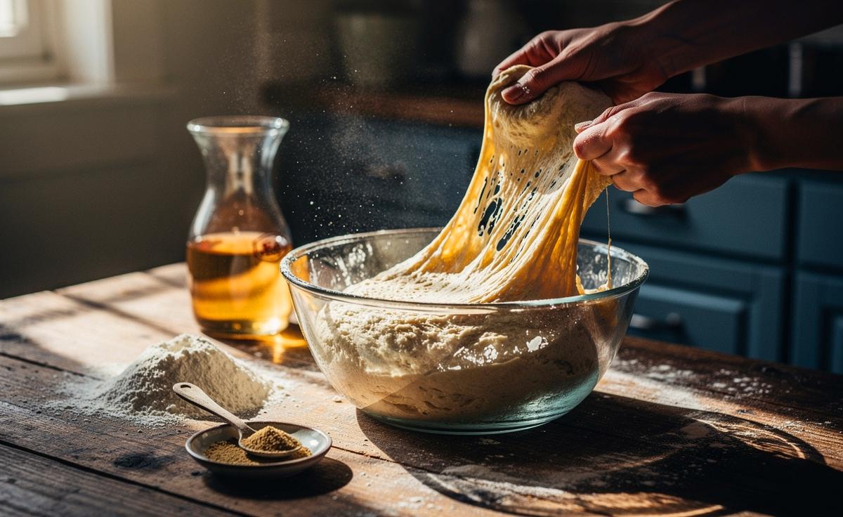 Nur zwei Zutaten: Dieses schnelle Rezept für lockeren Hefeteig ohne langes Kneten.