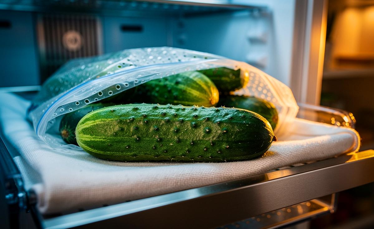 Warum ein feuchtes Tuch unter Salatgurken die Haltbarkeit im Kühlschrank deutlich verlängert.